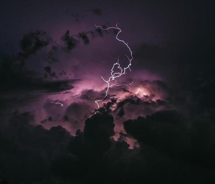 Lightning storm in sky